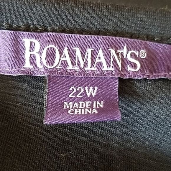 Black Dress Roaman's V Neck Fit Flare Zip Up Back Long Sleeve Women's 22 WOMAN'S - Picture 8 of 12